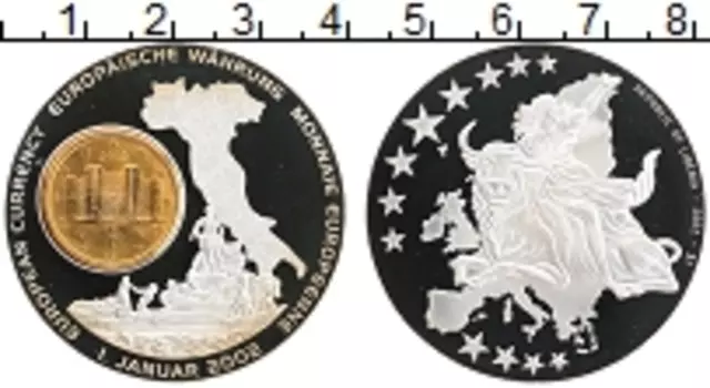 Монета доллар Либерии 2002 года Посеребрение Евро монеты