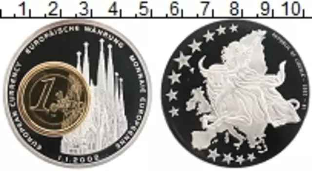 Монета доллар Либерии 2002 года Посеребрение Переход на евро