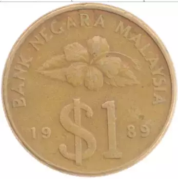 Монета доллар Малайзии 1989 года Бронза