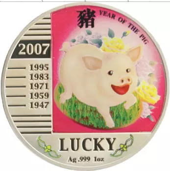 Монета доллар Ниуэ 2007 года Серебро Цветная