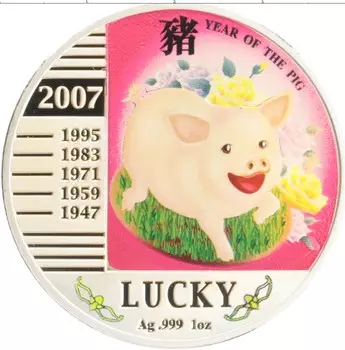 Монета доллар Ниуэ 2007 года Серебро Цветная