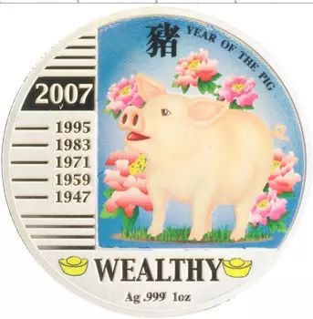 Монета доллар Ниуэ 2007 года Серебро Цветная