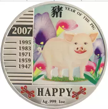 Монета доллар Ниуэ 2007 года Серебро Цветная