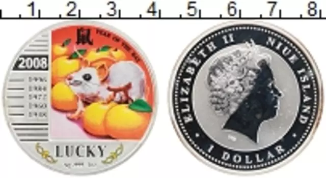 Монета доллар Ниуэ 2008 года Серебро Цифровая печать