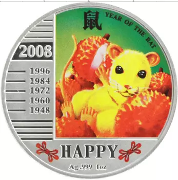 Монета доллар Ниуэ 2008 года Серебро Цветная