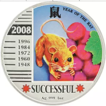 Монета доллар Ниуэ 2008 года Серебро Цветная