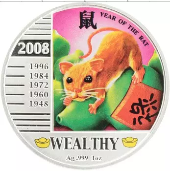 Монета доллар Ниуэ 2008 года Серебро Цветная