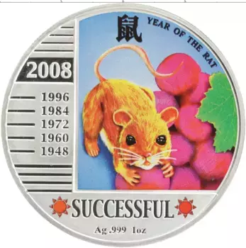 Монета доллар Ниуэ 2008 года Серебро Цветная