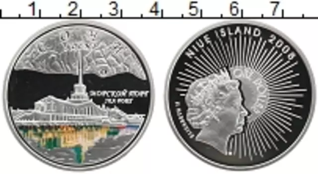 Монета доллар Ниуэ 2008 года Серебро Елизавета II