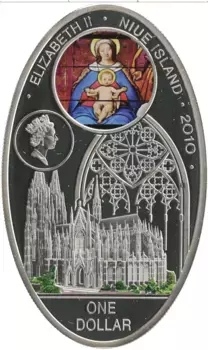 Монета доллар Ниуэ 2010 года Серебро Цветная