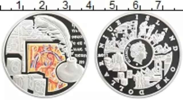 Монета доллар Ниуэ 2011 года Серебро Цветная