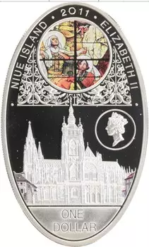Монета доллар Ниуэ 2011 года Серебро Собор в Праге