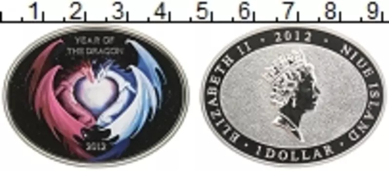 Монета доллар Ниуэ 2012 года Серебро Цветная