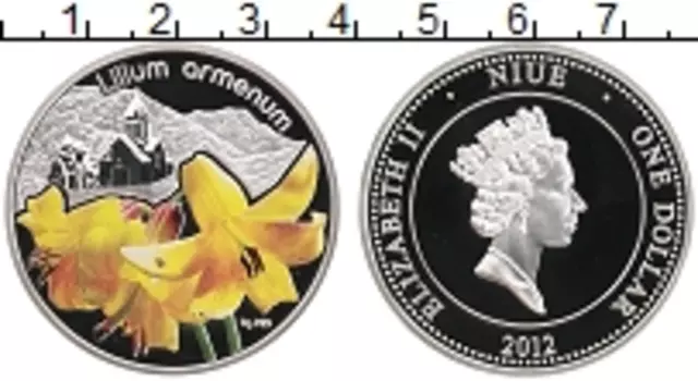 Монета доллар Ниуэ 2012 года Серебро Лилия армянская