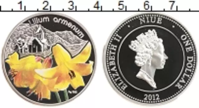 Монета доллар Ниуэ 2012 года Серебро Лилия армянская