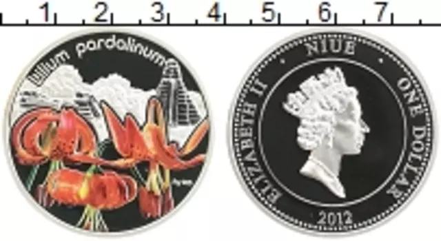 Монета доллар Ниуэ 2012 года Серебро Лилия леопардовая