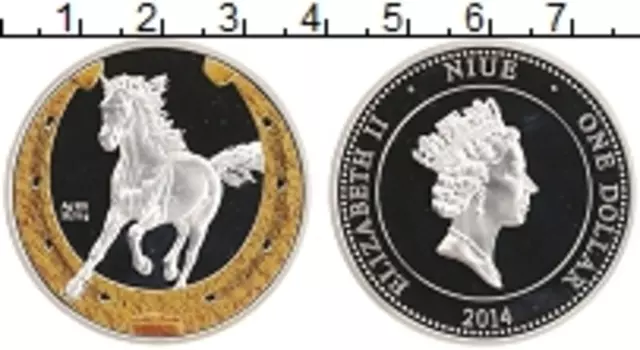Монета доллар Ниуэ 2014 года Серебро Год Лошади
