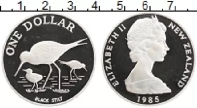 Монета доллар Новой Зеландии 1985 года Серебро Сохранение животного мира