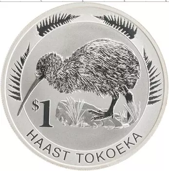 Монета доллар Новой Зеландии 2008 года Серебро Птица Киви