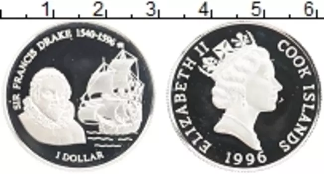 Монета доллар Островов Кука 1996 года Серебро Елизавета II