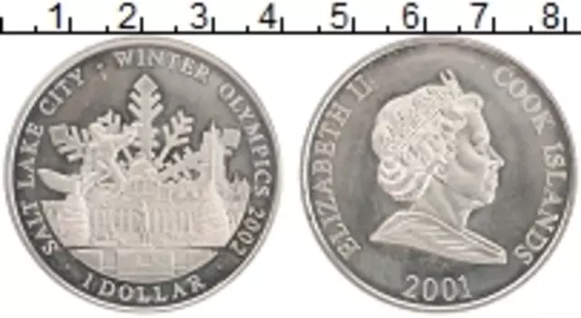 Монета доллар Островов Кука 2001 года Медно-никель Зимние Олимпийские игры 2002