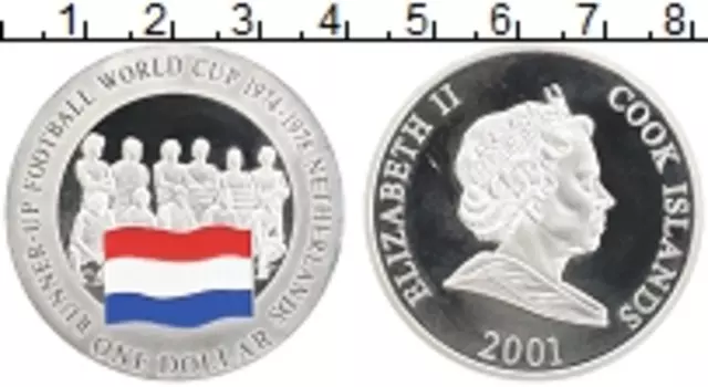 Монета доллар Островов Кука 2001 года Серебро Елизавета II