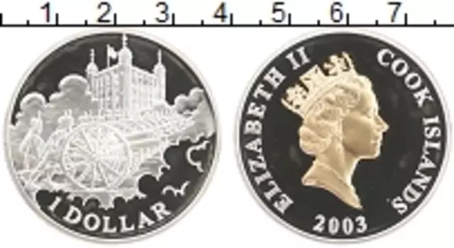 Монета доллар Островов Кука 2003 года Серебро Елизавета II