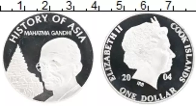 Монета доллар Островов Кука 2004 года Посеребрение Елизавета II