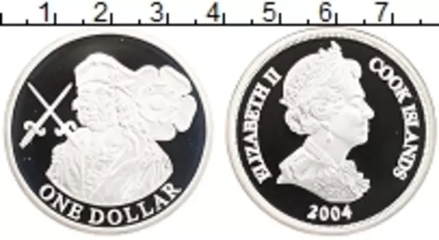 Монета доллар Островов Кука 2004 года Серебро Елизавета II