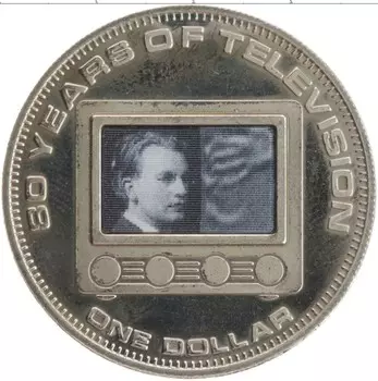 Монета доллар Островов Кука 2006 года Медно-никель 80 лет телевидению
