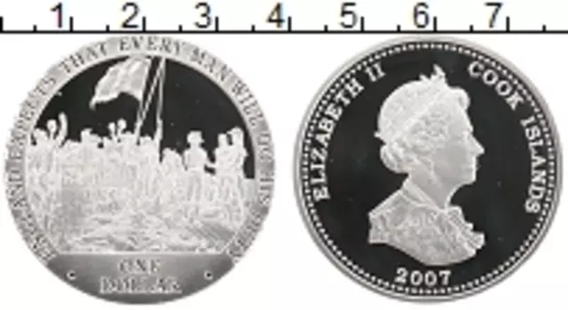 Монета доллар Островов Кука 2007 года Серебро Елизавета II