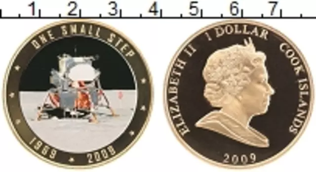 Монета доллар Островов Кука 2009 года Позолота Елизавета II