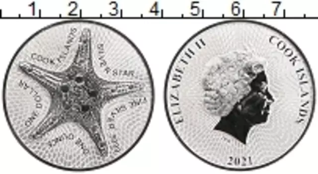 Монета доллар Островов Кука 2021 года Серебро Елизавета II