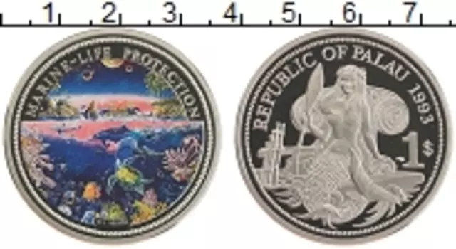 Монета доллар Палау 1993 года Медно-никель Защита морской жизни