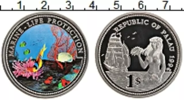 Монета доллар Палау 1994 года Медно-никель Защита морской жизни