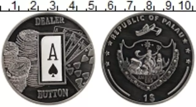 Монета доллар Палау 2008 года Медно-никель Комбинация карт в техаском покере