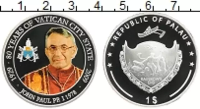 Монета доллар Палау 2009 года Посеребрение Цветная