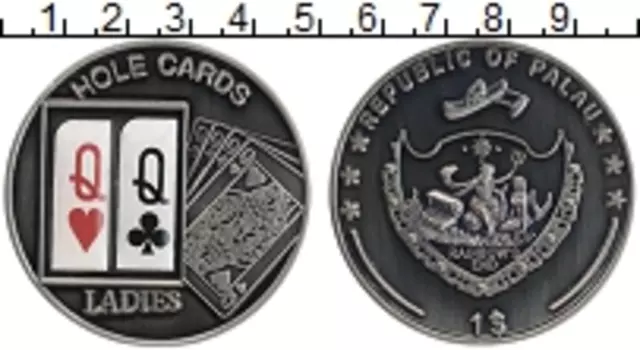 Монета доллар Палау 2010 года Медно-никель Комбинация карт в техаском покере
