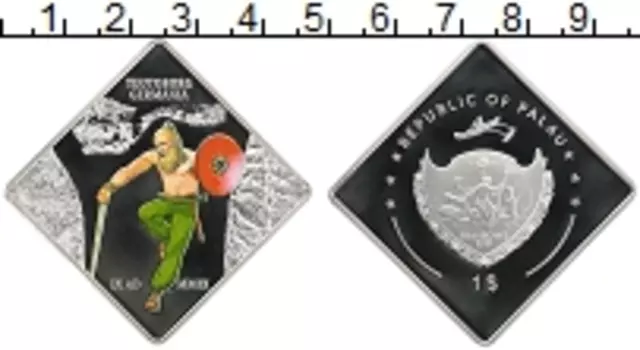 Монета доллар Палау 2010 года Посеребрение Битва за Тевтобургский лес