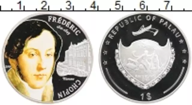 Монета доллар Палау 2010 года Посеребрение Цветная