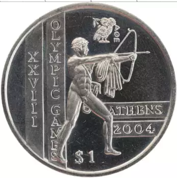 Монета доллар Сьерры-Леоне 2003 года Медно-никель XXVIII летние Олимпийские Игры, Афины 2004 - Стрельба из лука