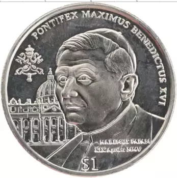 Монета доллар Сьерры-Леоне 2005 года Медно-никель Бенедикт XVI
