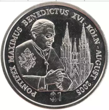 Монета доллар Сьерры-Леоне 2005 года Медно-никель Папа Римский Бенедикт XVI посещает Кельн