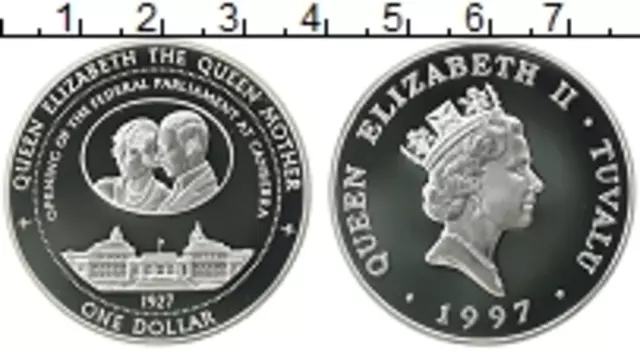 Монета доллар Тувалу 1997 года Серебро Елизавета II