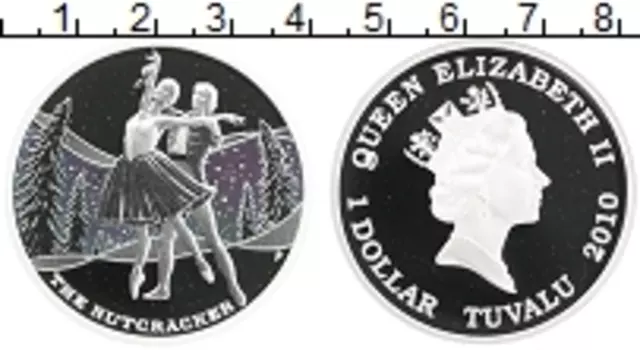 Монета доллар Тувалу 2010 года Серебро Цветная