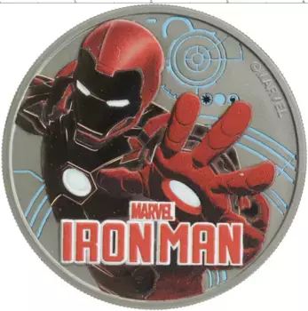 Монета доллар Тувалу 2018 года Серебро Комиксы Marvel - Железный человек