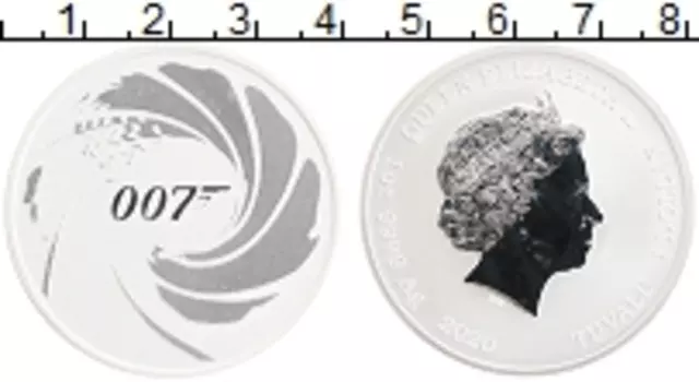 Монета доллар Тувалу 2020 года Серебро Джеймс Бонд