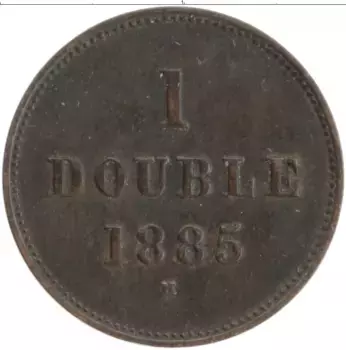 Монета дубль Гернси 1885 года Бронза