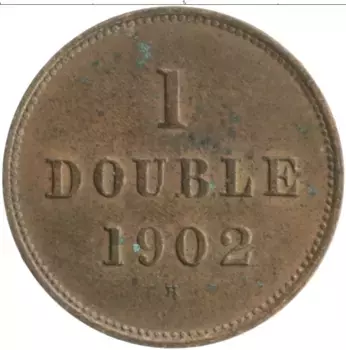 Монета дубль Гернси 1902 года Бронза