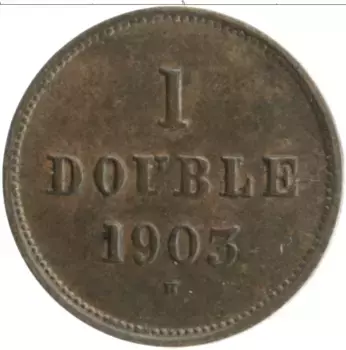 Монета дубль Гернси 1903 года Бронза